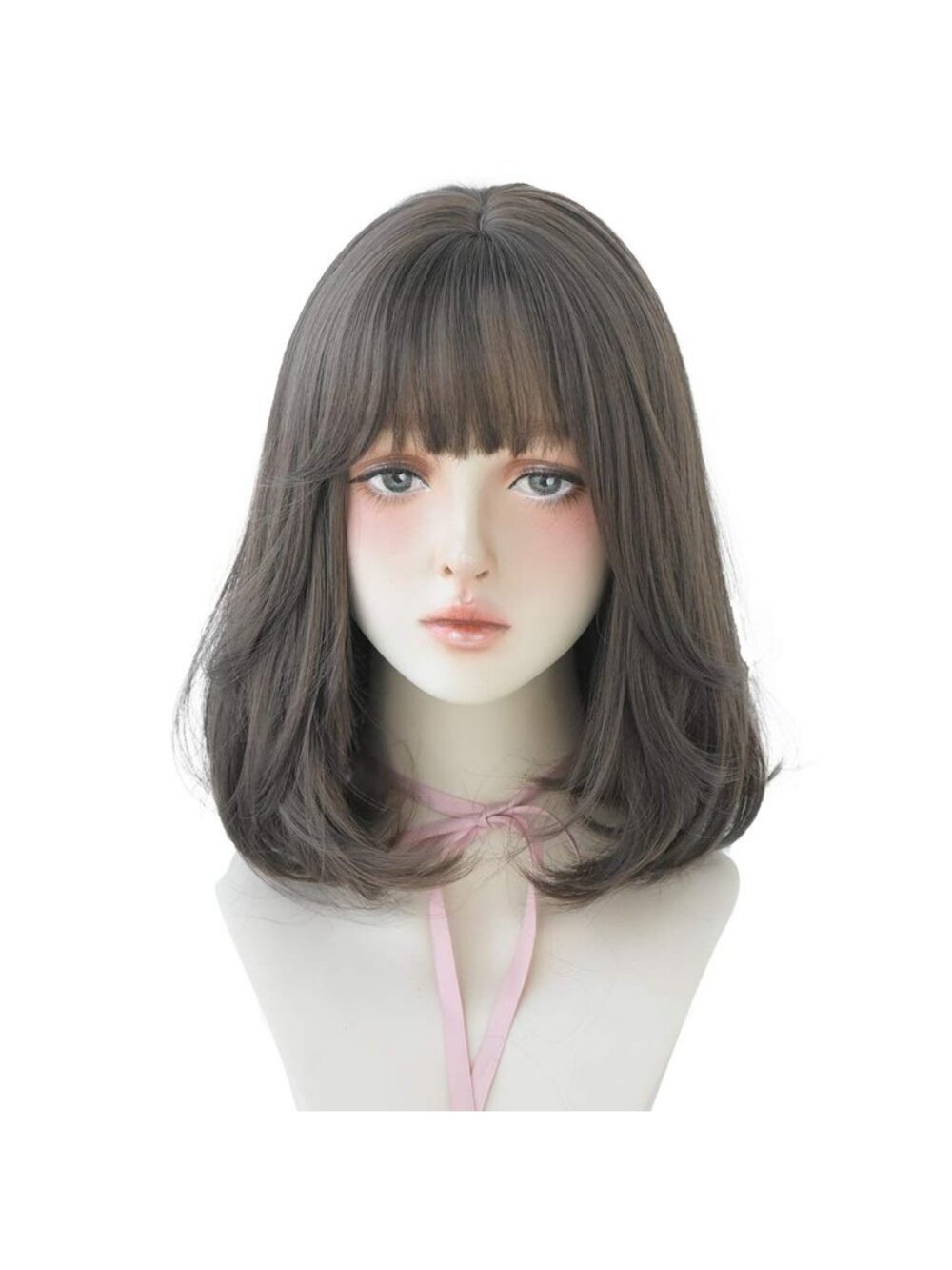Women's Dark Brown Heat Resistant Synthetic High Density Straight Wigs Bangs